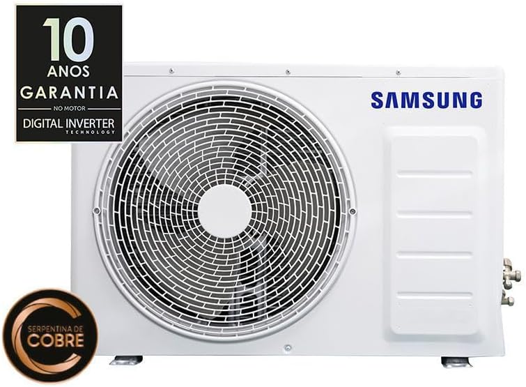 Unidade externa do ar-condicionado Samsung com 10 anos de garantia e tecnologia Digital Inverter