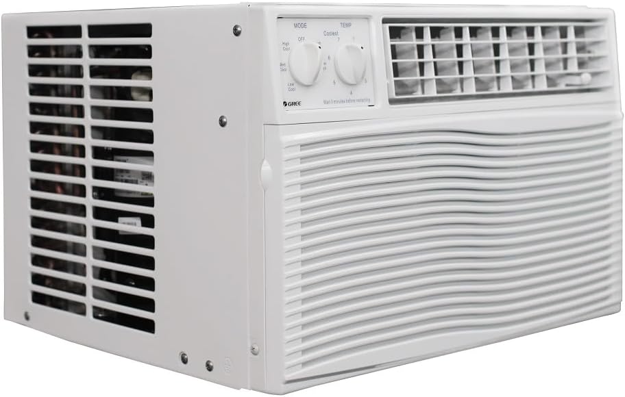 Ar Condicionado Janela Gree 10000 BTU/h Frio R32 vista lateral esquerda branca com controle mecânico