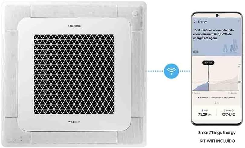Unidade interna Ar Condicionado WindFree Samsung com controle WiFi via aplicativo SmartThings Energy