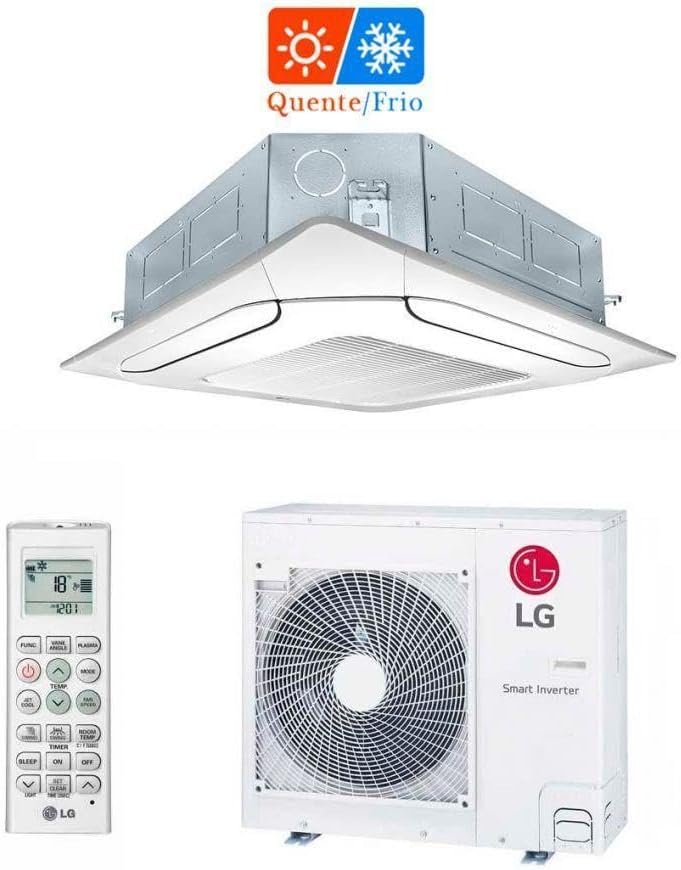 Ar Condicionado LG Split Cassete Inverter 31000 BTUs com controle remoto, modo quente e frio.