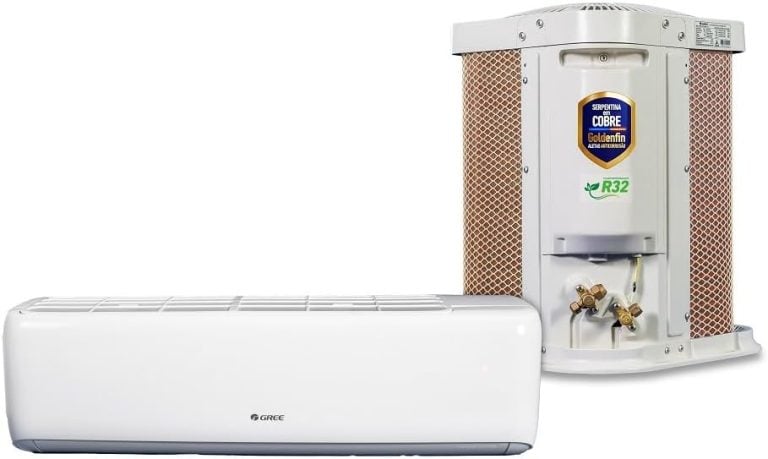 Ar-condicionado Split Hi Wall Inverter Gree G-Top Auto 18000 BTU/h com unidades interna e externa visíveis.