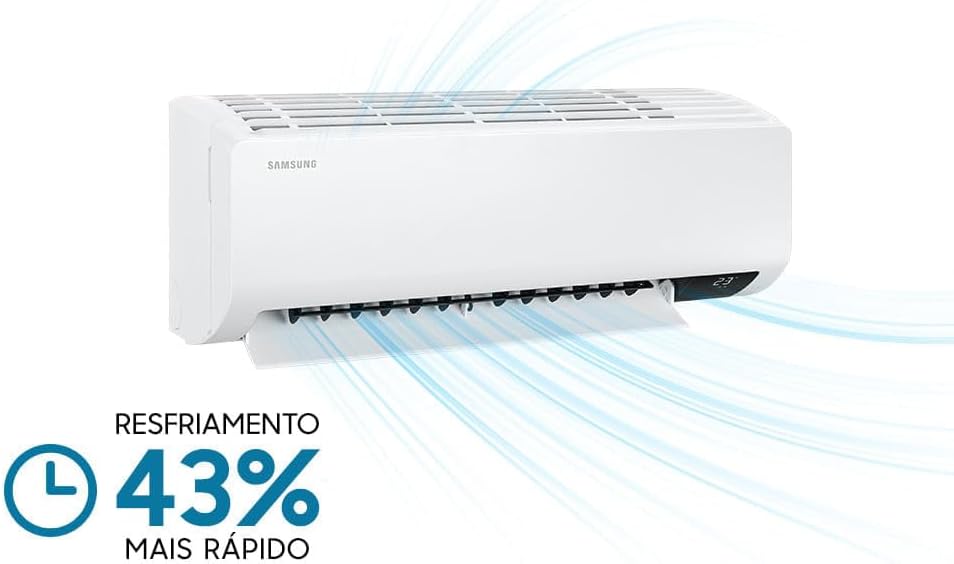 Ar-condicionado Split Samsung Digital Inverter Ultra com resfriamento 43% mais rápido e fluxo de ar visível.