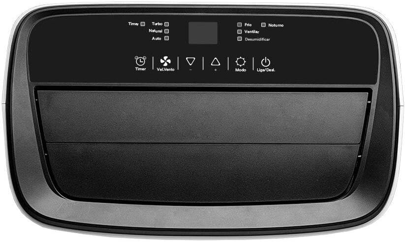Painel superior digital com visor e luzes indicadoras do ar-condicionado portátil EOS