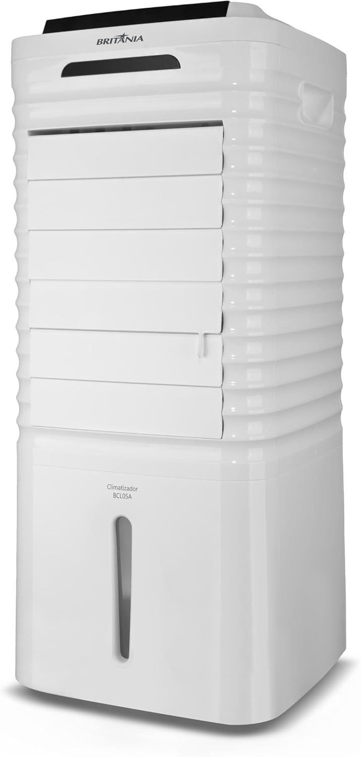 Climatizador Britânia 4 em 1 BCL05A branco vista lateral direita com grelhas fechadas
