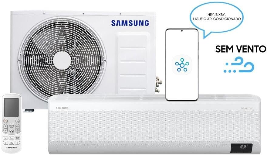 Ar condicionado Samsung WindFree completo unidade interna e externa controle remoto e comando de voz sem vento.