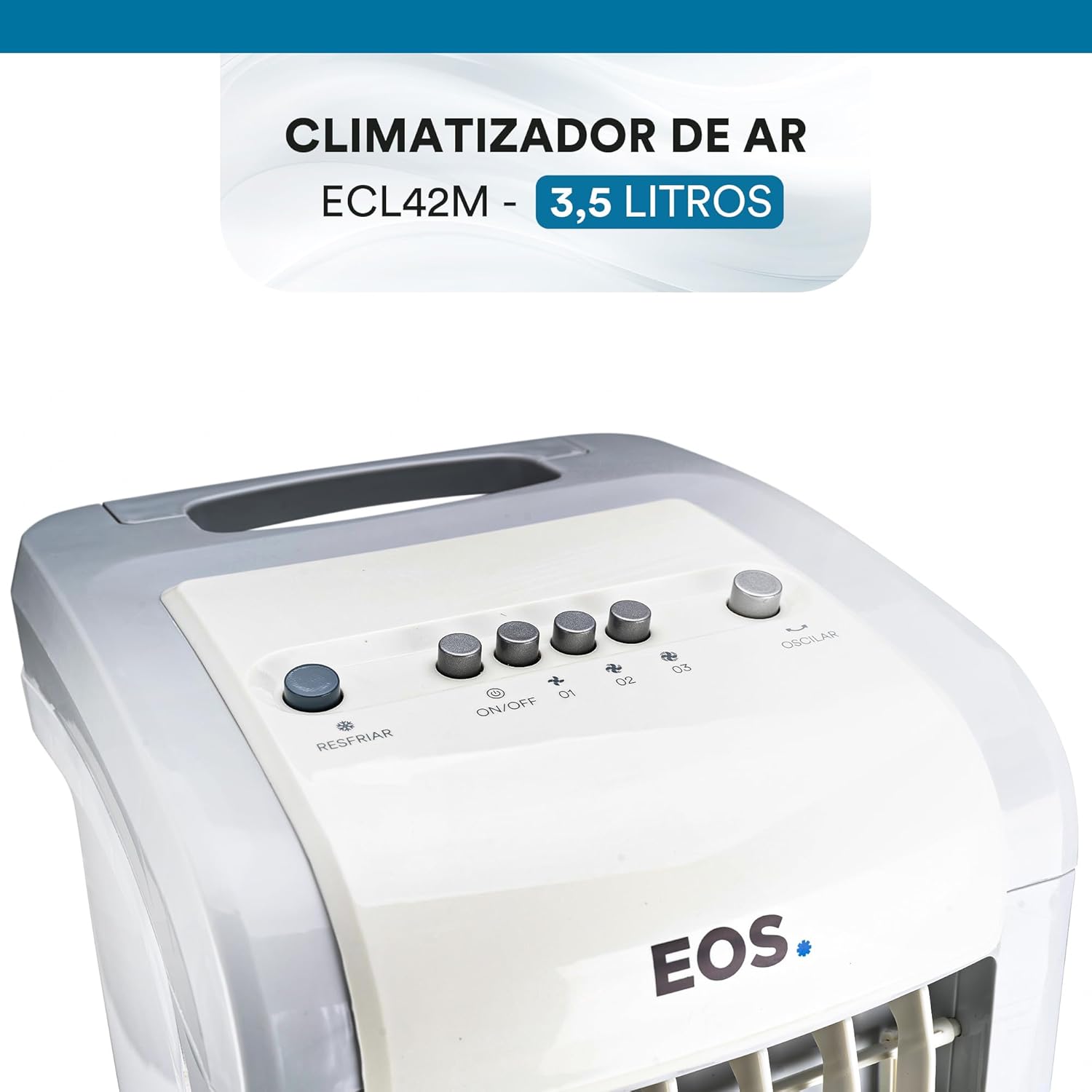 Vista superior do climatizador Eos Arctic Fresh modelo ECL42M com capacidade de 3,5 litros.