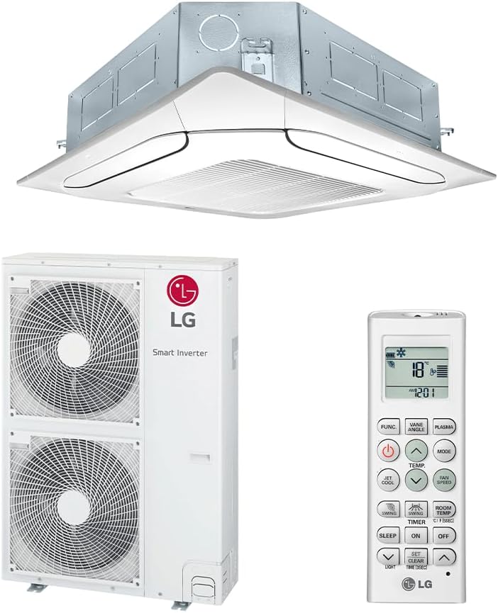 Ar condicionado Split Cassete LG 47.000 Btus com unidade interna, unidade externa e controle remoto