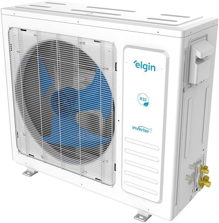 Unidade externa do ar-condicionado Elgin Eco Dream ventilador azul vista frontal