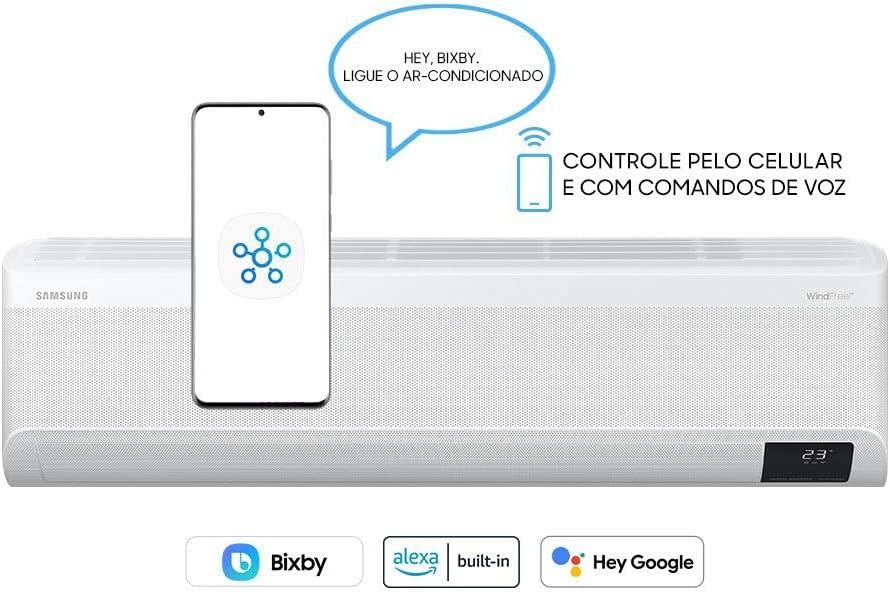 Ar-condicionado Samsung WindFree com controle por celular e comandos de voz Bixby, Alexa e Google