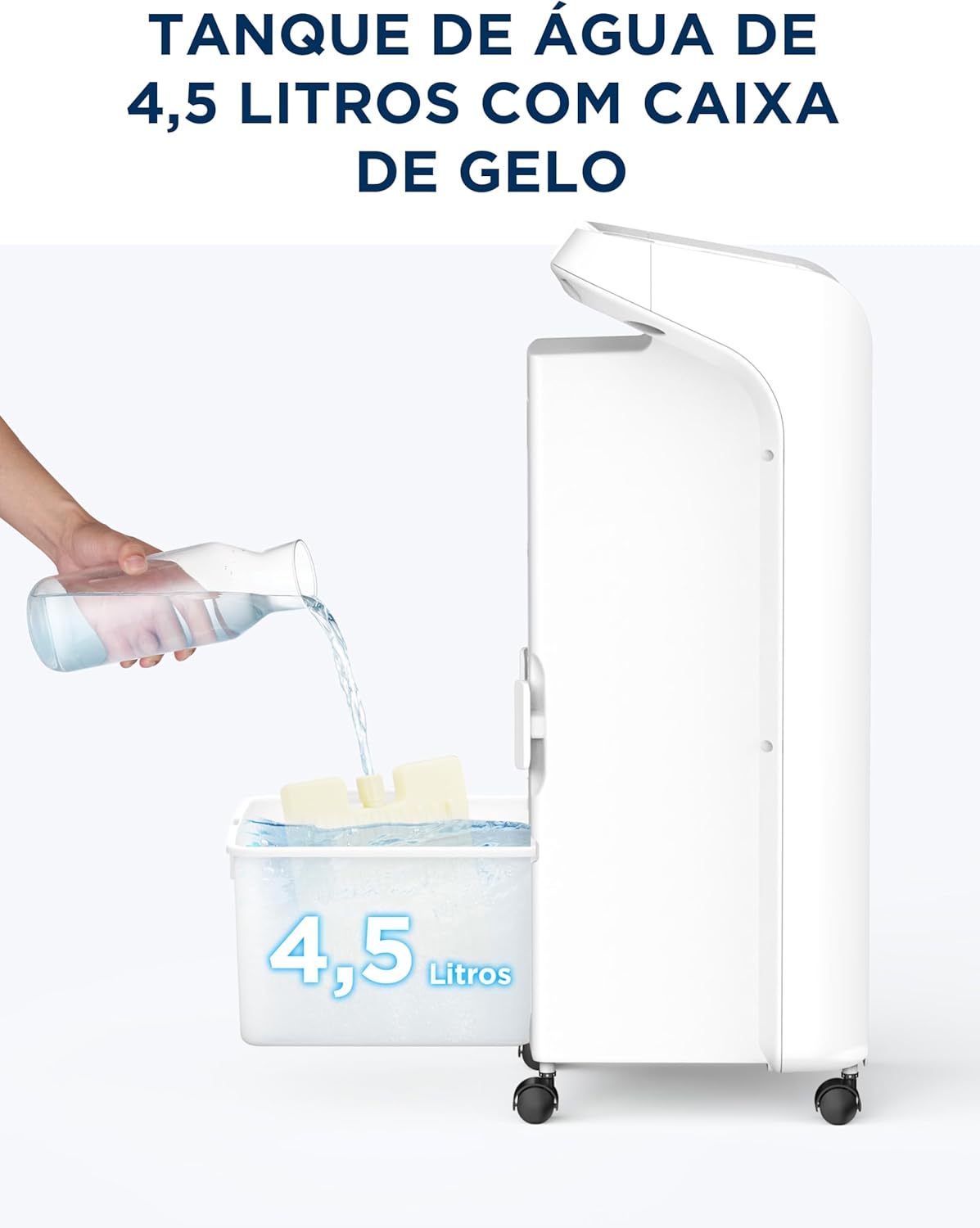Tanque de água 4,5 litros com caixa de gelo climatizador Midea