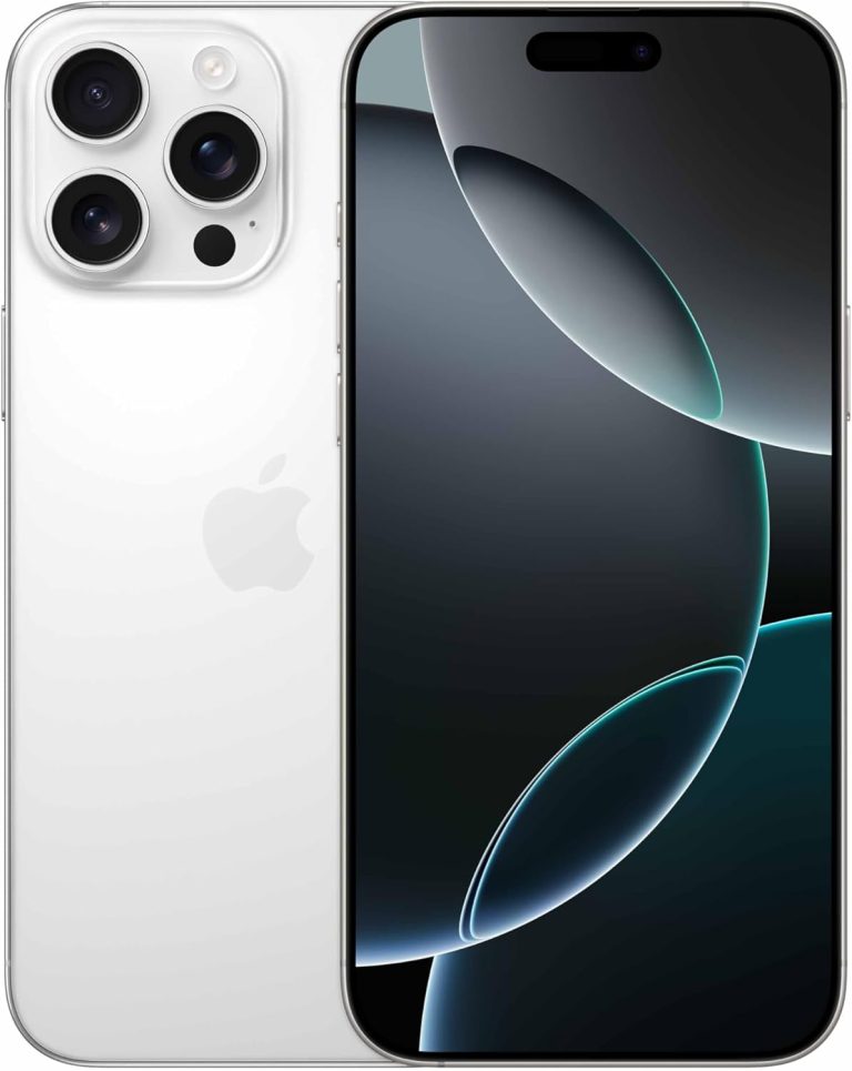 Apple iPhone 16 Pro Max 512GB titânio branco vista frontal com tela ligada