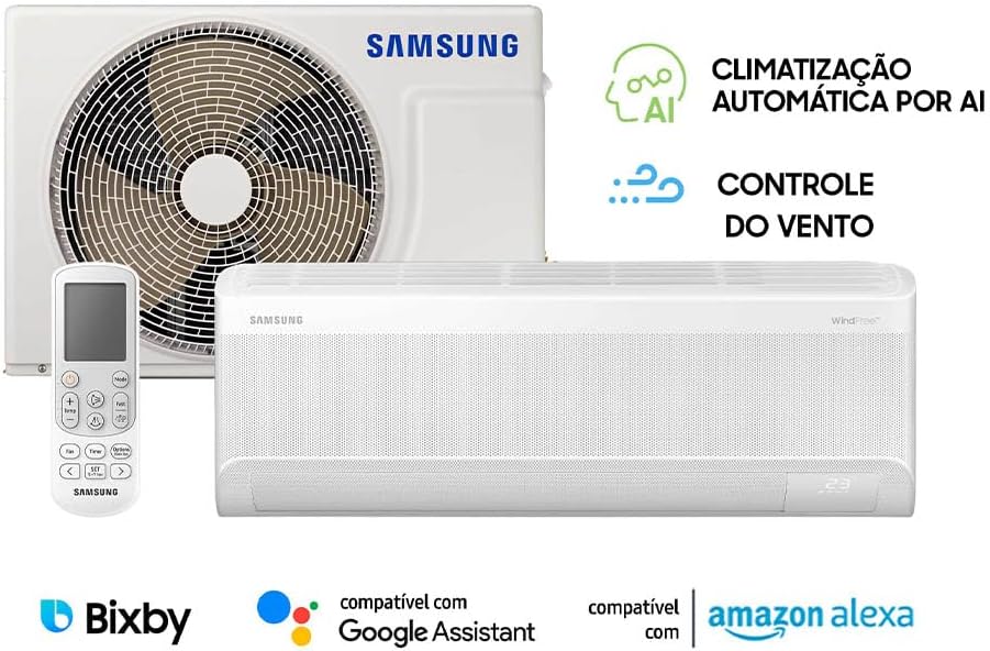 Ar-condicionado Samsung Split Inverter 12000 Btus com controle inteligente via IA e assistentes virtuais