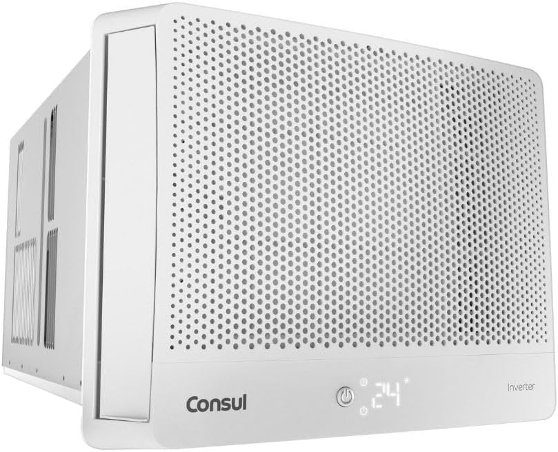 Ar condicionado janela Consul 7000 BTUs/h inverter frio vista lateral e frontal