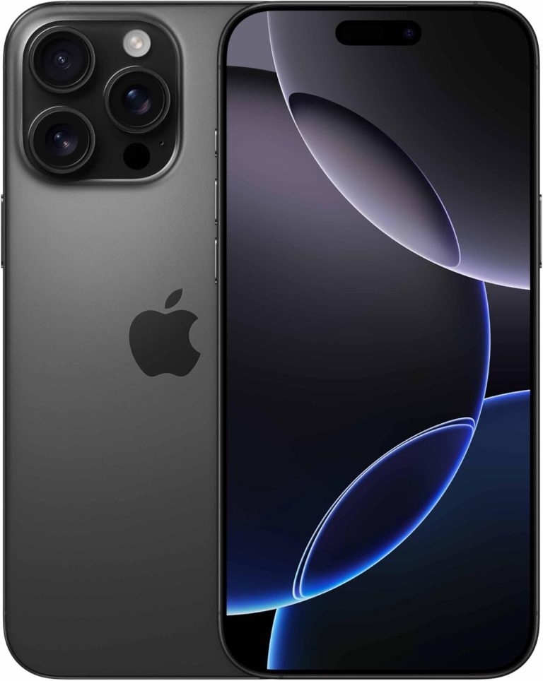 Apple iPhone 16 Pro Max titânio preto frontal e traseira com câmera tripla