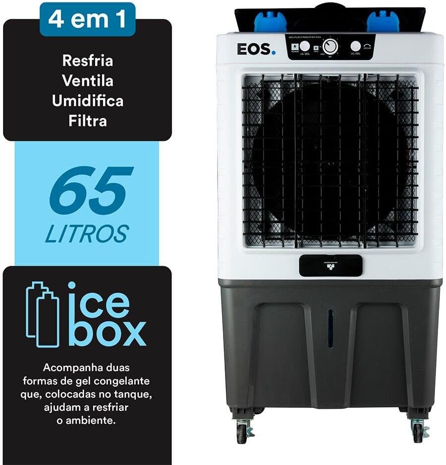 Climatizador de ar Eos 65 litros com funcionalidades 4 em 1 e Ice Box