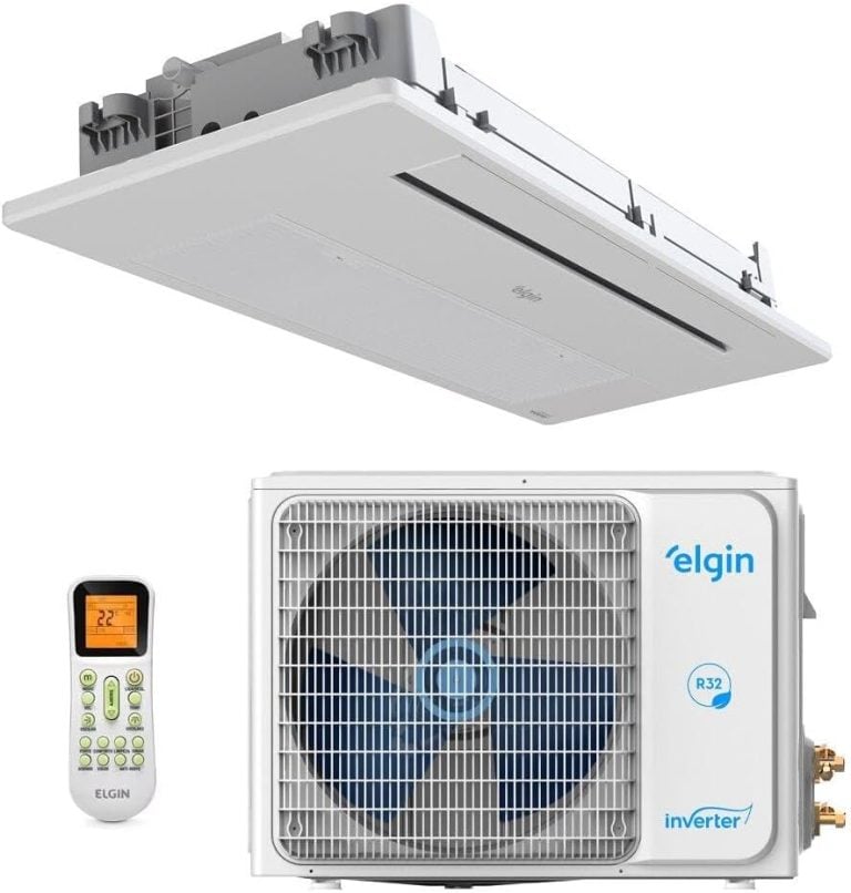 Ar-condicionado Split Inverter Cassete 12000 Btus Elgin unidade interna, externa e controle remoto branco