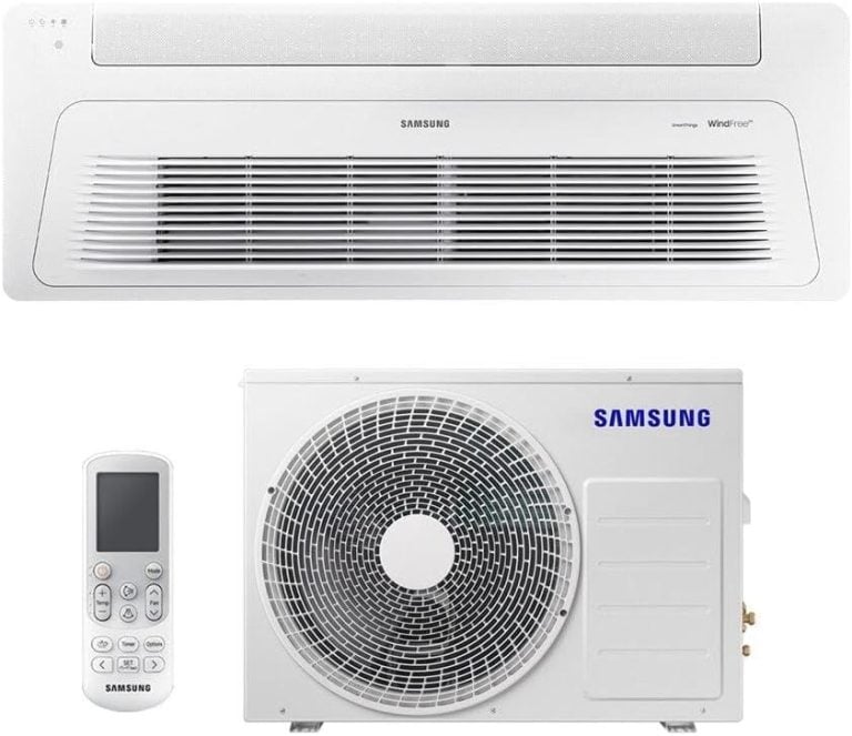 Unidade interna, externa e controle remoto do ar-condicionado Split Inverter Cassete Samsung 17000 Btus