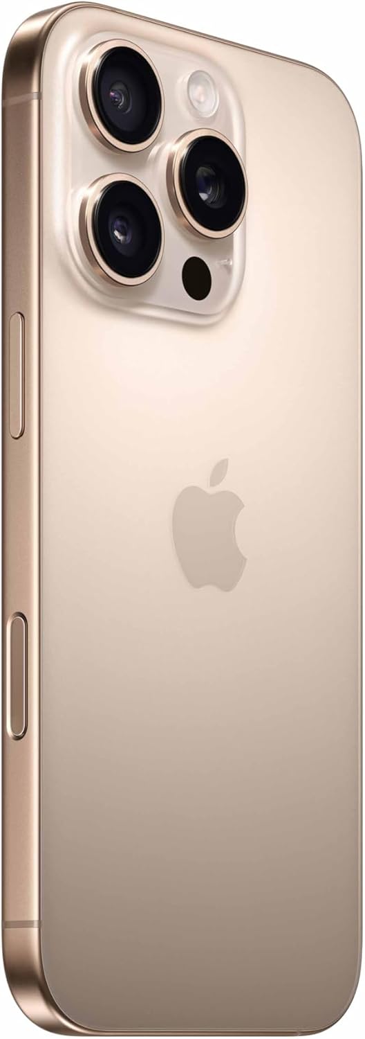 Apple iPhone 16 Pro titânio-deserto vista traseira lateral câmera tripla