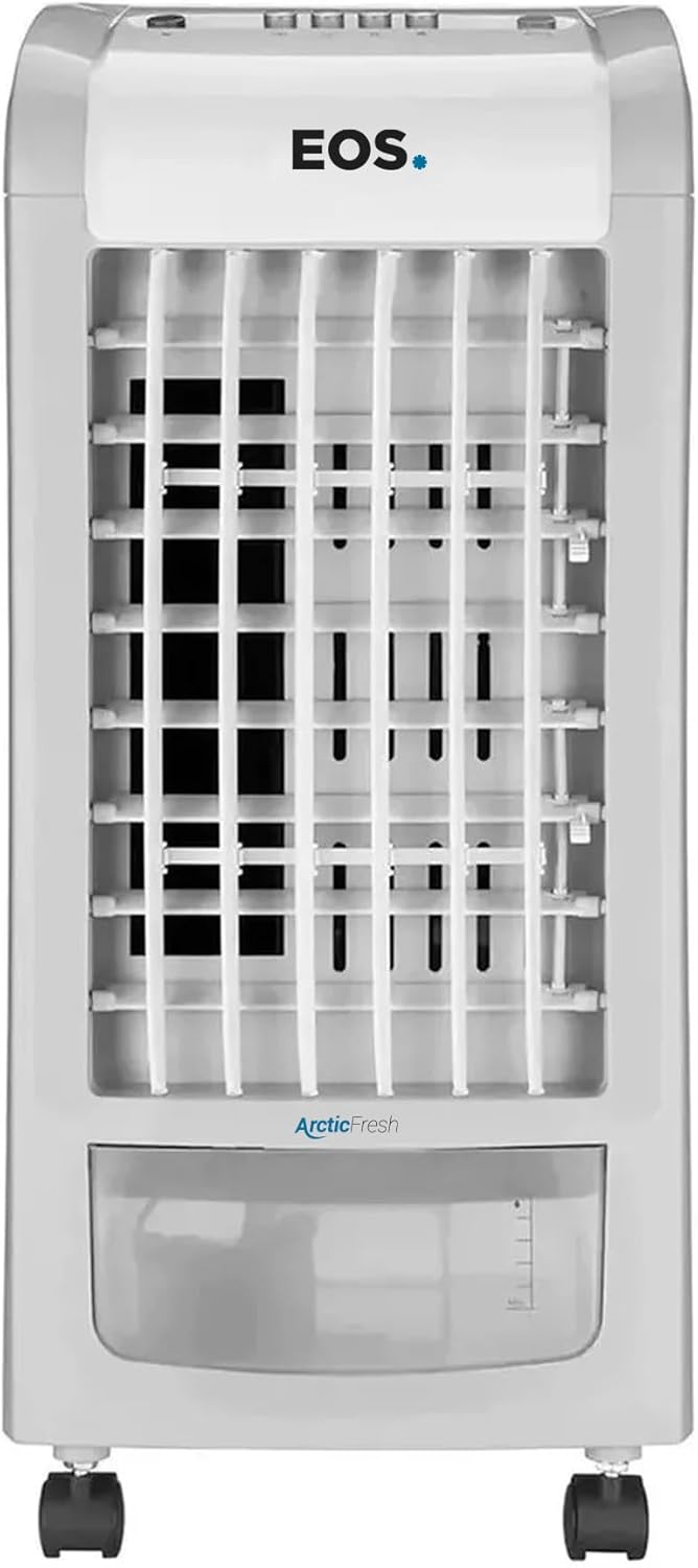 Climatizador Eos Arctic Fresh branco com reservatório translúcido 3,5 litros, vista frontal.