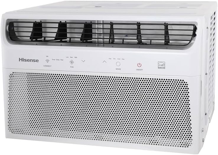 Ar Condicionado Janela Hisense branco ângulo frontal esquerdo com painel digital