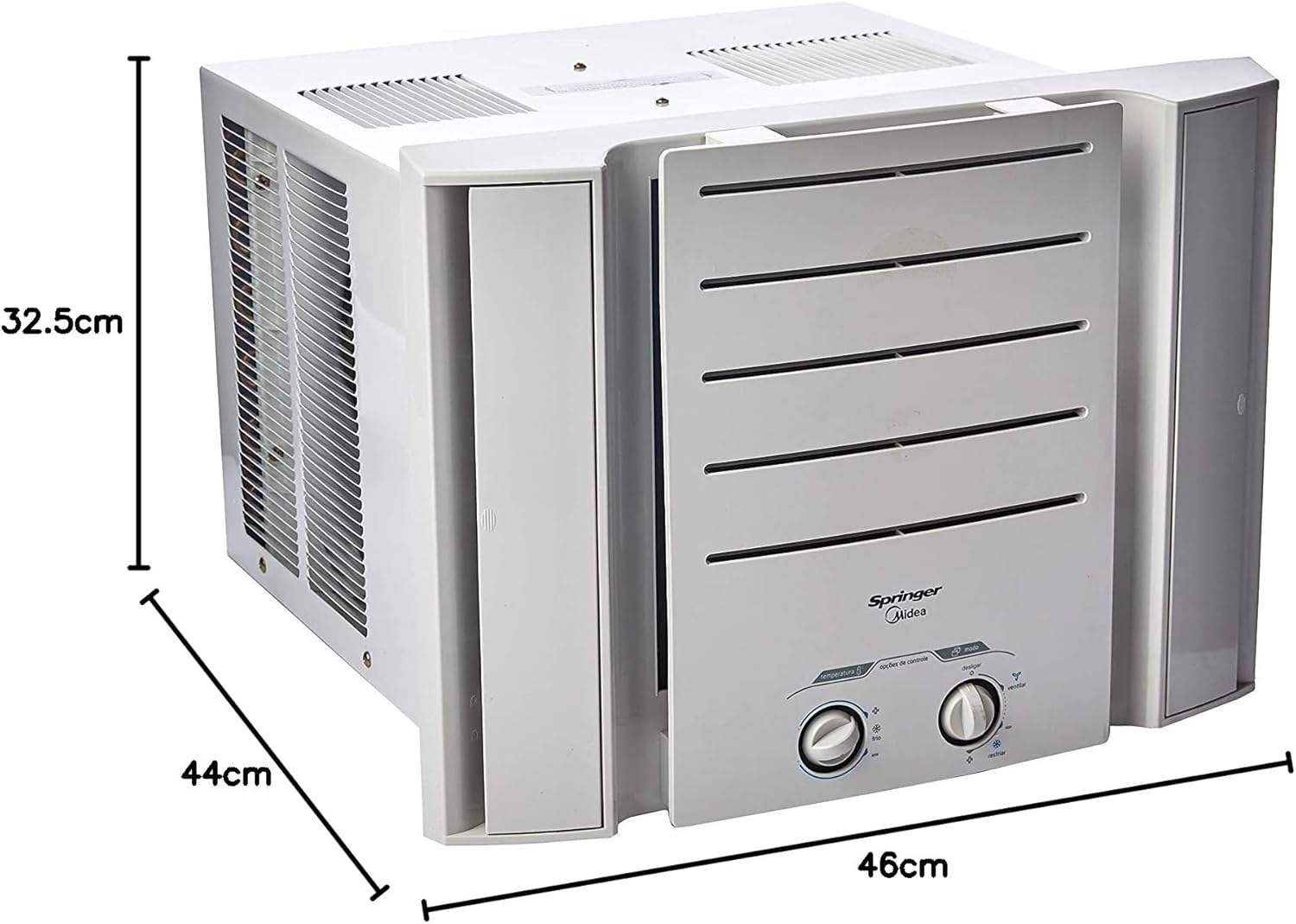 Ar Condicionado de Janela Springer Mecânico Branco 7.500 BTU/h Frio Dimensões 46x44x32.5 cm
