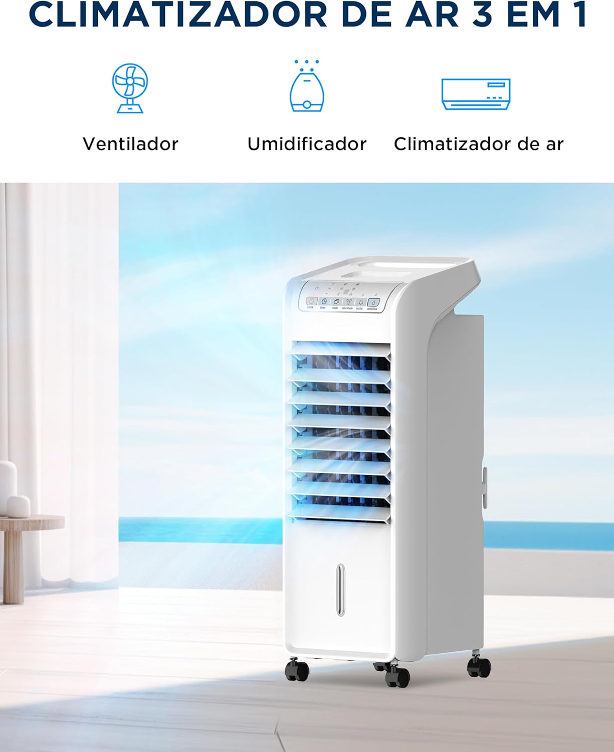 Climatizador de ar Midea 3 em 1 ventilador umidificador climatizador