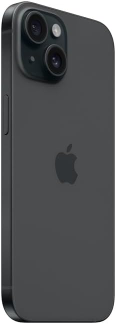 Apple iPhone 15 preto detalhe câmeras traseiras e lateral