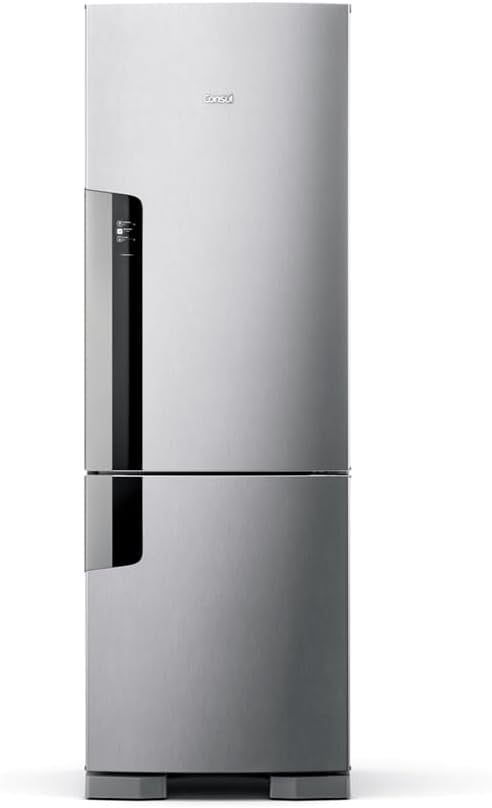 Geladeira Consul Frost Free Duplex 397 litros Evox com freezer embaixo vista frontal