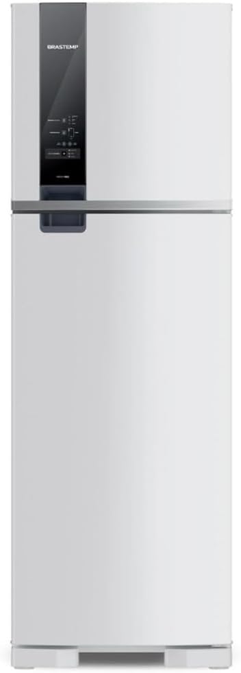 Geladeira Brastemp Frost Free Duplex 400 litros branca com painel digital e acabamento preto