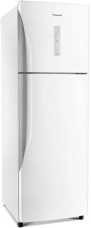 Refrigerador Panasonic frost free branco modelo NR-BT41PD1WB vista lateral com design moderno.