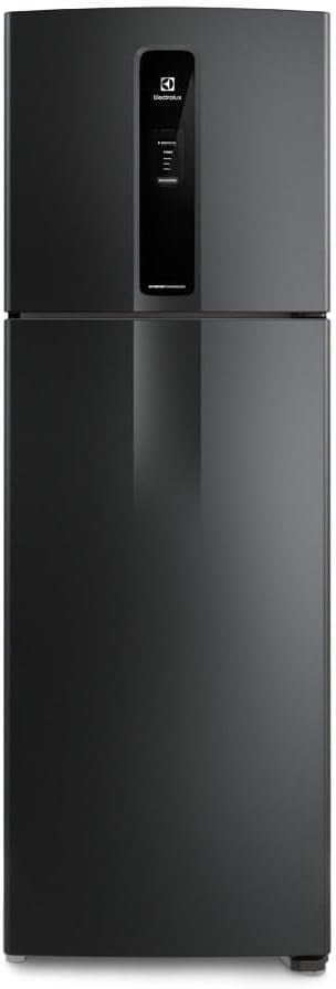 Geladeira Electrolux Frost Free Inverter 390L Duplex Black Inox Look modelo IF43B frontal com painel digital