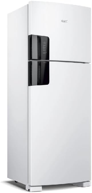 Refrigerador Consul Frost Free Duplex 410 Litros branco vista lateral com portas fechadas.