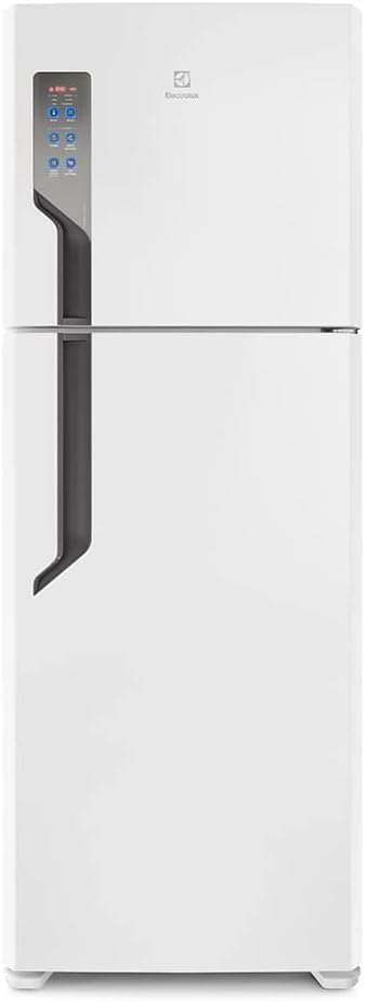 Geladeira refrigerador branco top freezer com painel digital Electrolux frontal