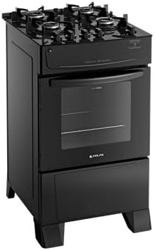 Fogão Atlas preto Mônaco 4 bocas vista lateral forno com vidro