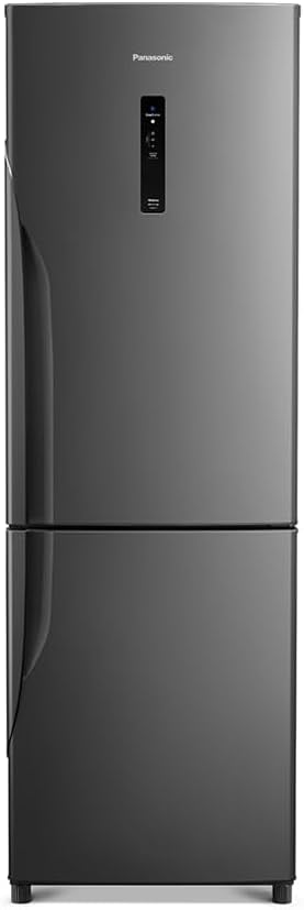 Geladeira Panasonic BB41 titânio 397 litros vista frontal com painel digital