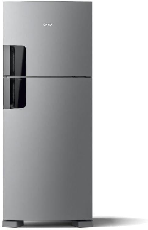 Refrigerador Consul Frost Free Duplex inox 451 litros com duas portas e puxadores embutidos pretos