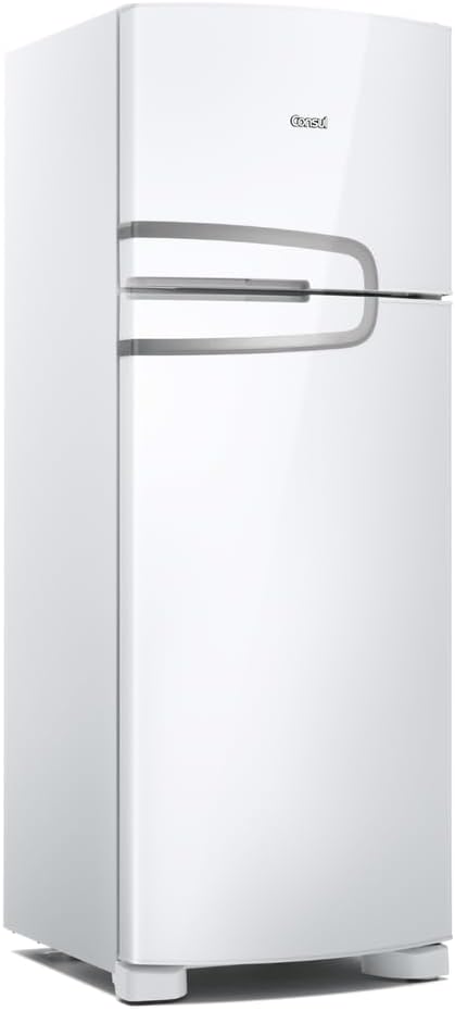 Geladeira Consul Frost Free Duplex branca vista de lado com portas fechadas