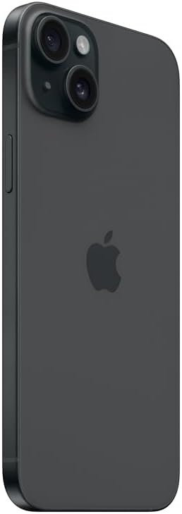 Detalhe traseiro Apple iPhone 15 Plus preto duplo câmera e flash