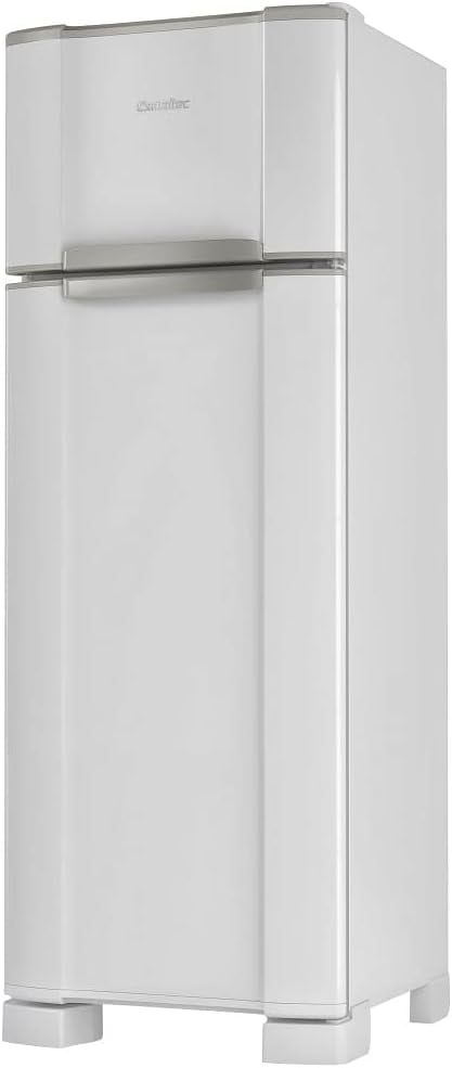 Refrigerador branco Esmaltec 306L 2 portas frontal angular
