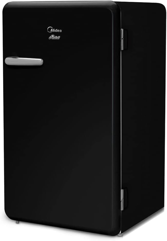 Frigobar retrô preto Midea MRV10P1 95L vista lateral direita