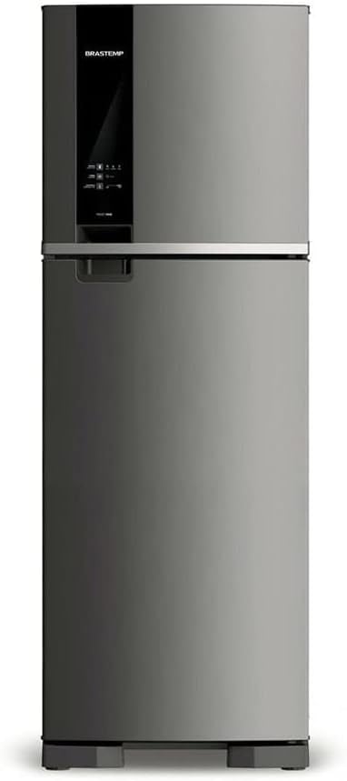 Geladeira Brastemp Frost Free 375 litros inox frontal com painel eletrônico.