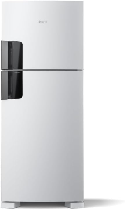 Geladeira Consul Frost Free Duplex branca 410 litros vista frontal com portas fechadas e puxadores pretos