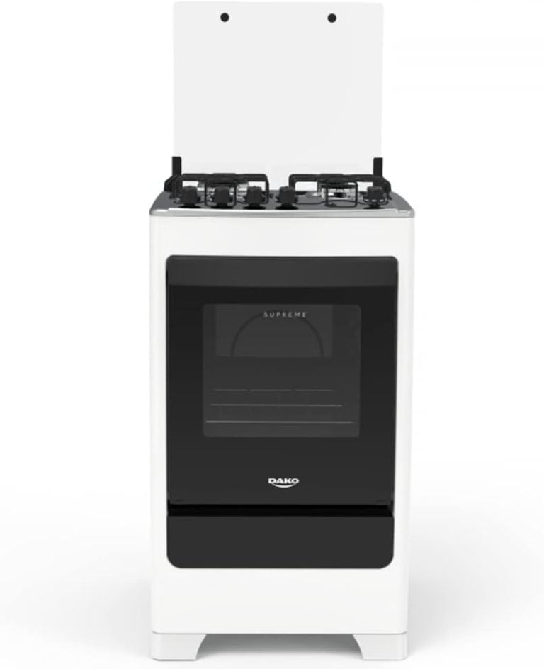 Fogão de piso Dako Supreme 4 bocas branco com forno e acendimento automático, vista frontal