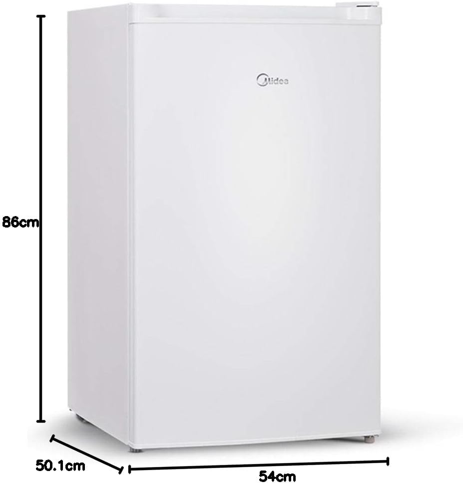 Frigobar branco Midea 124L com dimensões 86x54x50,1 cm