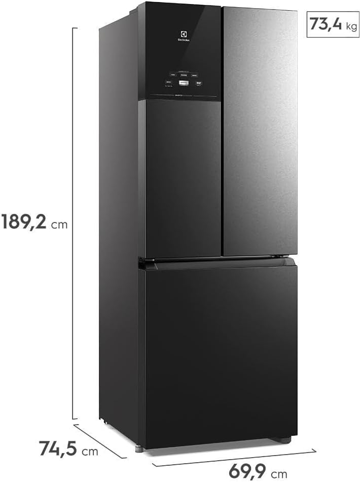Dimensões e peso da Geladeira Electrolux Frost Free Inverter 480L 3 portas Black Inox