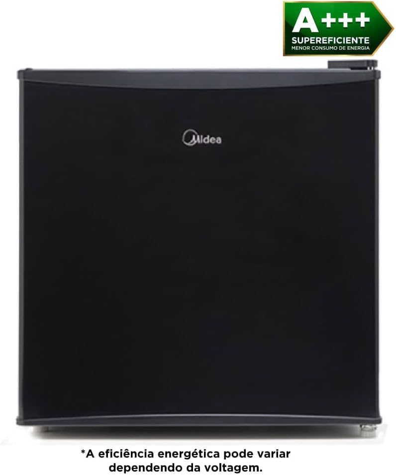 Frigobar Midea 45L preto com selo de eficiência energética A+++