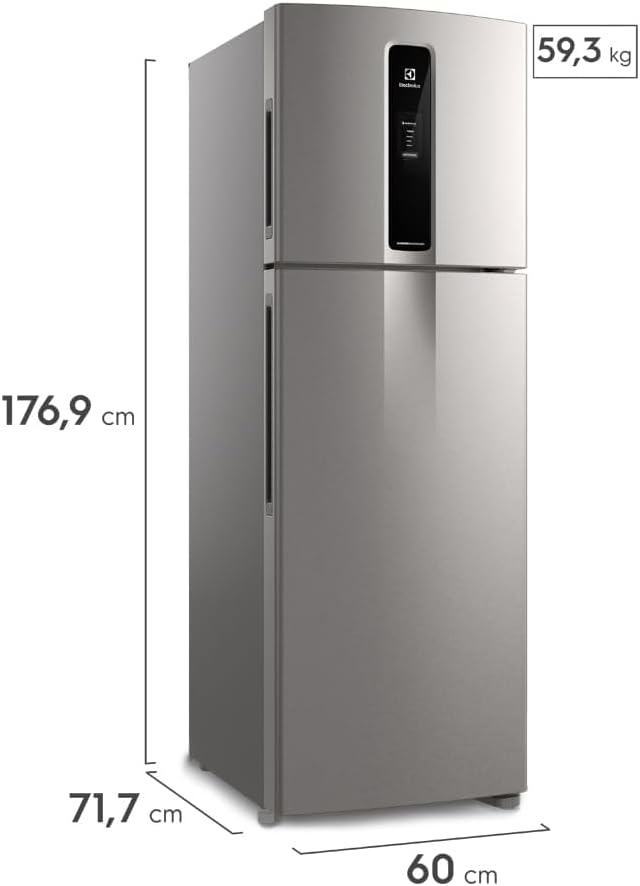 Geladeira Electrolux Frost Free Duplex Efficient Inox dimensões e peso