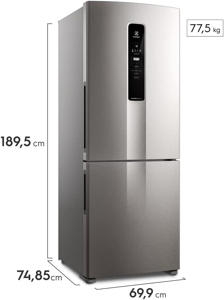 Geladeira Electrolux Inverter Frost Free 488L Fresh&Flex inox dimensões e peso