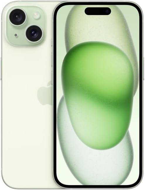 Apple iPhone 15 verde 512GB mostrando frente e verso