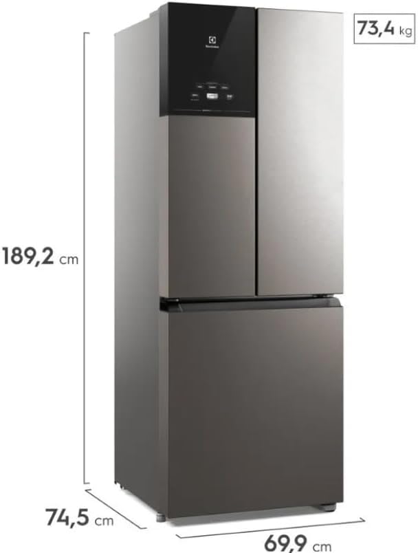 Dimensões da geladeira Electrolux Frost Free Inverter 480L 3 portas inox